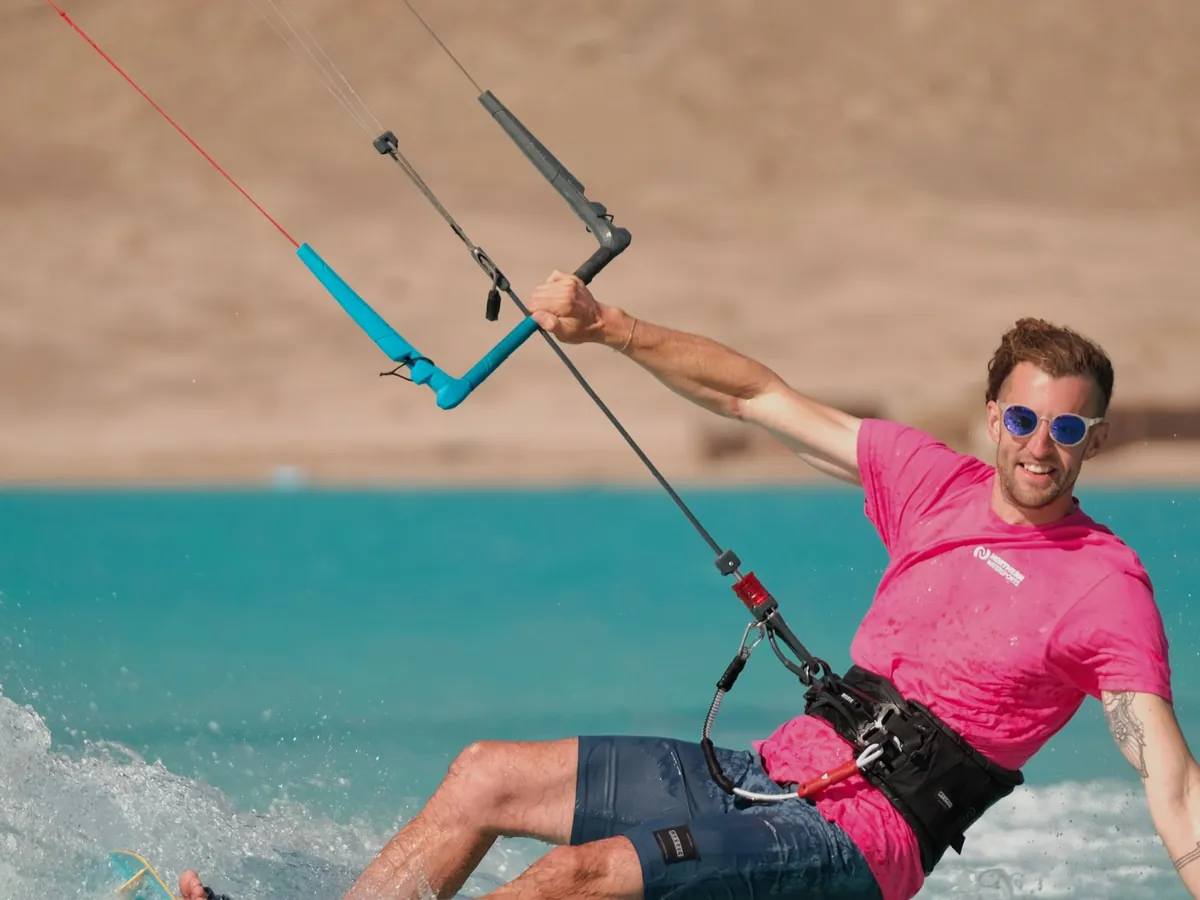 Adam Crouch, founder of Northern Sites, kitesurfing