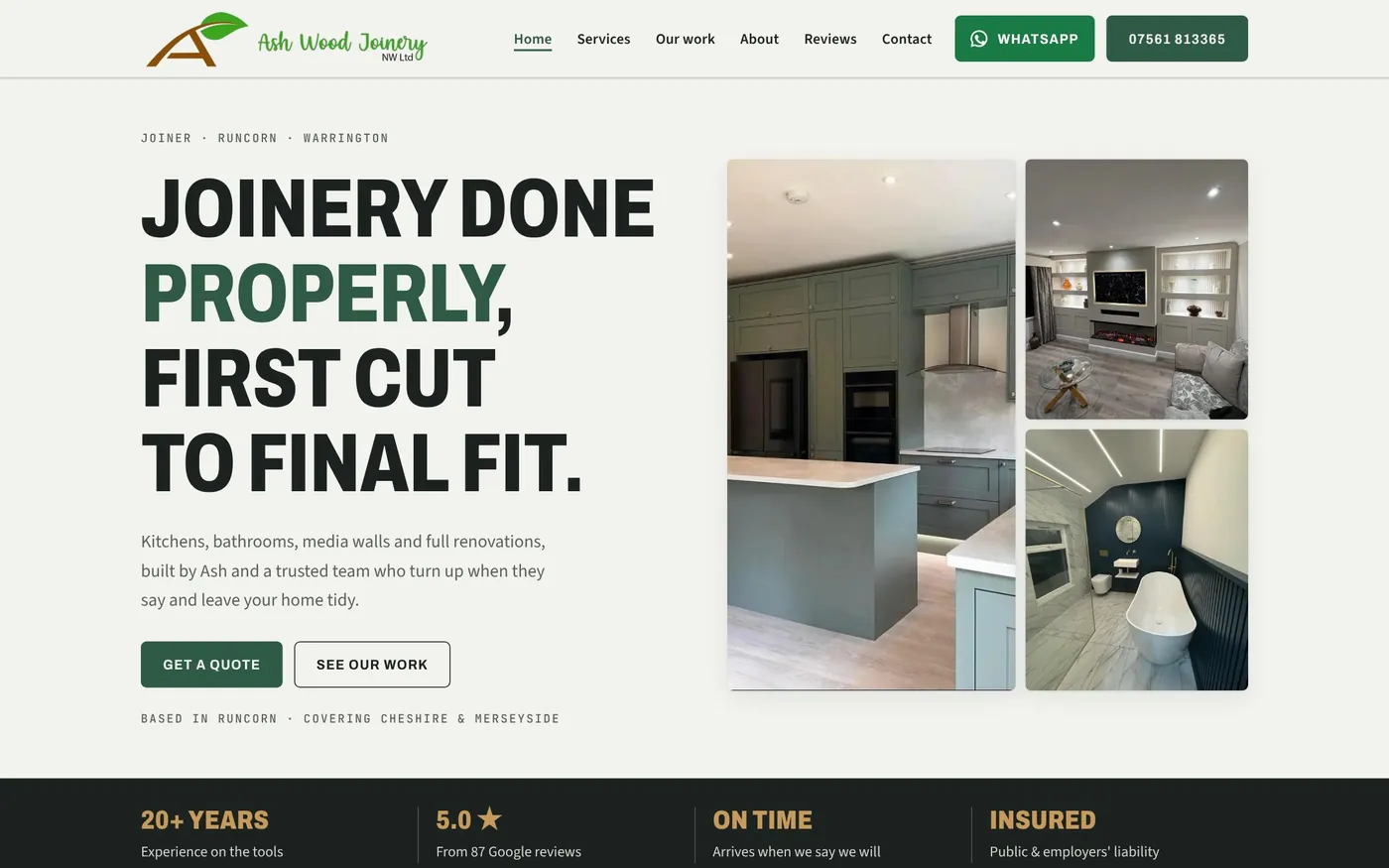 Ash Wood Joinery website homepage